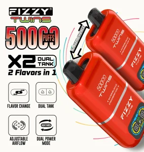 FIZZY TWINS 50000 Puff X2 Dual Tank 2 in 1 Flavor Disposable Vape