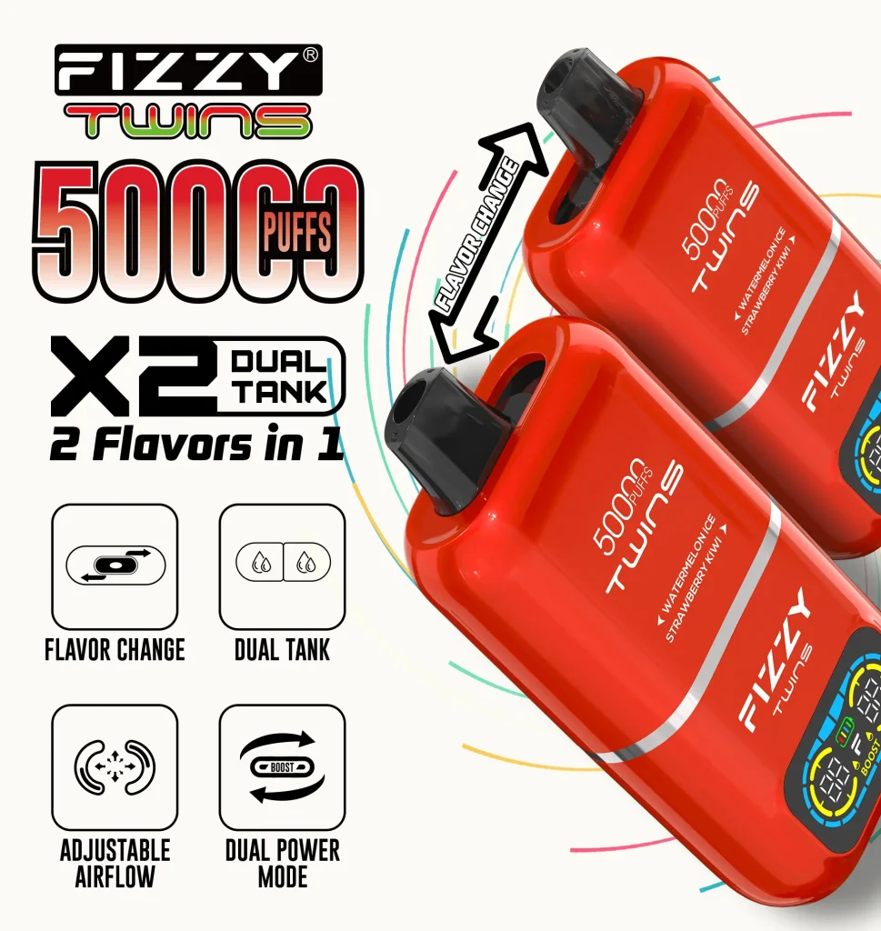FIZZY TWINS 50000 Puff X2 Dual Tank 2 in 1 Flavor Disposable Vape