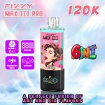 Fizzy Max III Pro 120K 120000 Puffs 6-in-1 Switchable Flavor Disposable Vape Store Electric Cigarette Smart Screen - Image 2