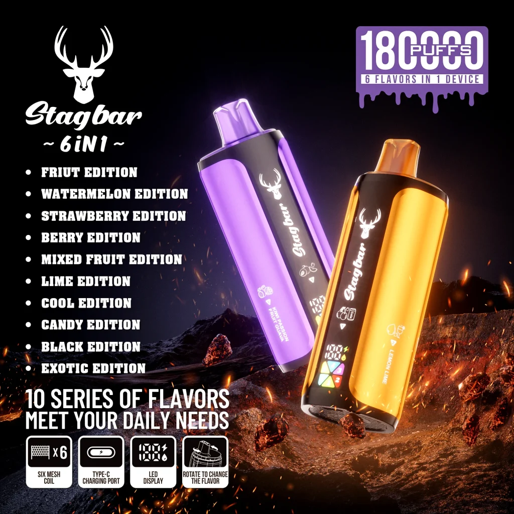 StagBar 6IN1 180K Puffs Disposable Vape render 1.