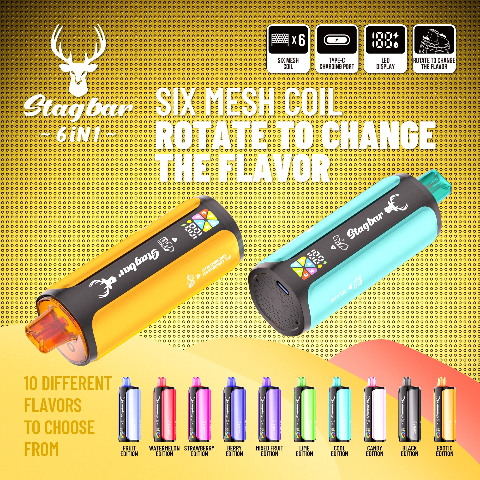 StagBar 6IN1 180K Puffs Disposable Vape Puffs Disposable Vape