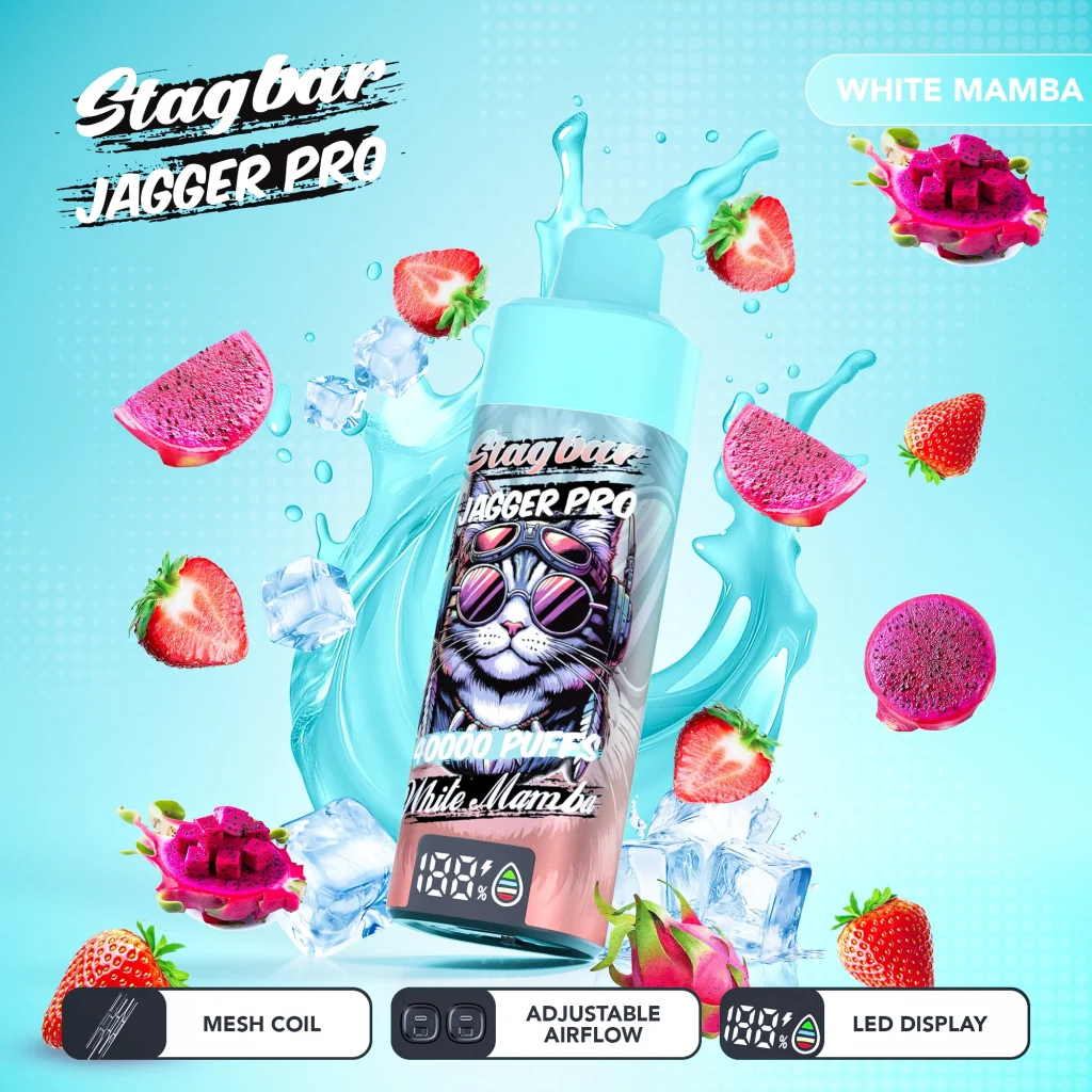 StagBar JAGGER PRO 40K Puffs Disposable Vape flavor: White Mamba.