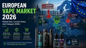 European vape market 2026 overview showing market size, country regulations and vape category trends