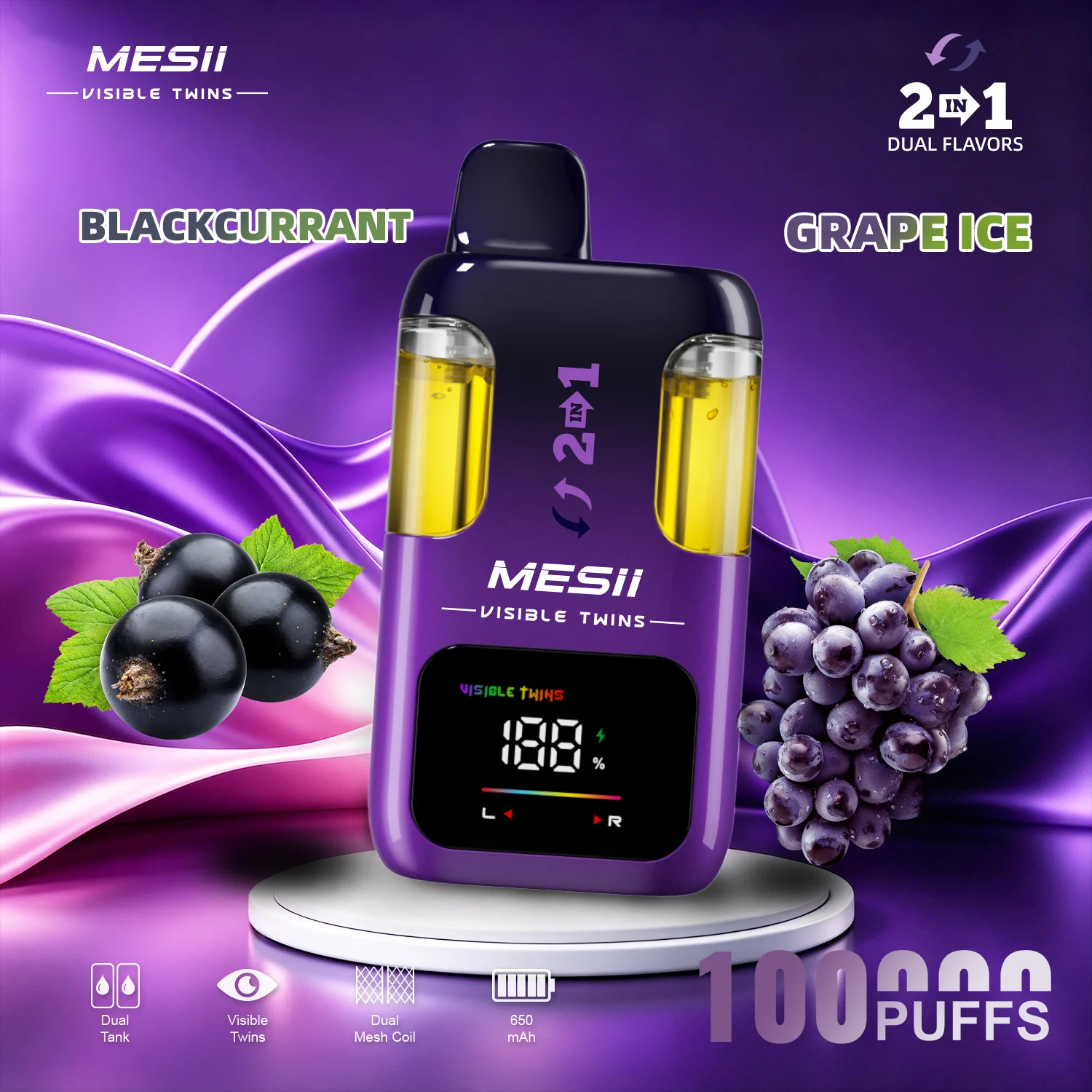 Mesii Visible Twins 100K 100000 Puffs 2in1 Disposable Vape