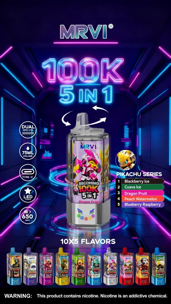 MRVI Becoming 100K 5in1 Disposable Vape 8 MRVI Becoming 100K vape wholesale - MRVI Becoming 100K 5in1 Disposable Vape retail packaging, view 5.