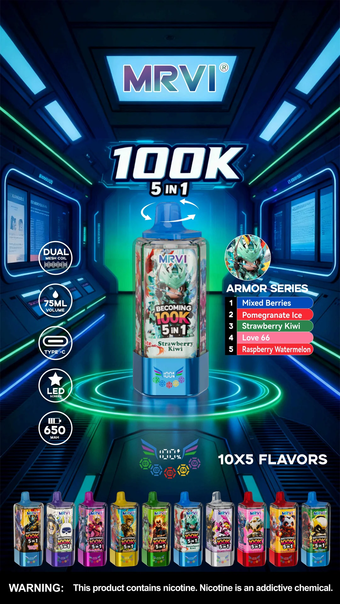 MRVI Becoming 100K 5in1 Disposable Vape 5 MRVI Becoming 100K vape wholesale - MRVI Becoming 100K 5in1 Disposable Vape retail packaging, view 9.