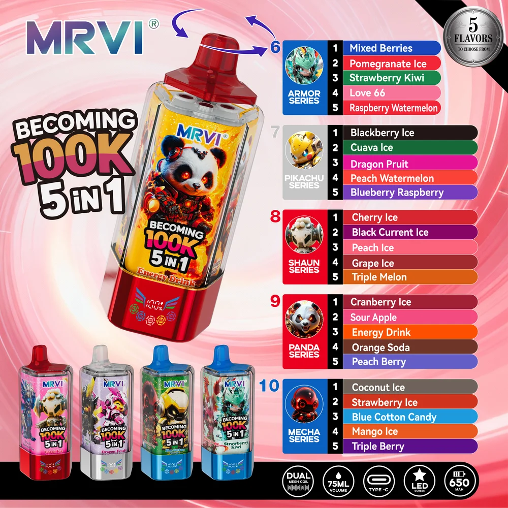 MRVI Becoming 100K 5in1 Disposable Vape 2 MRVI Becoming 100K vape wholesale - MRVI Becoming 100K 5in1 Disposable Vape retail packaging, view 12.