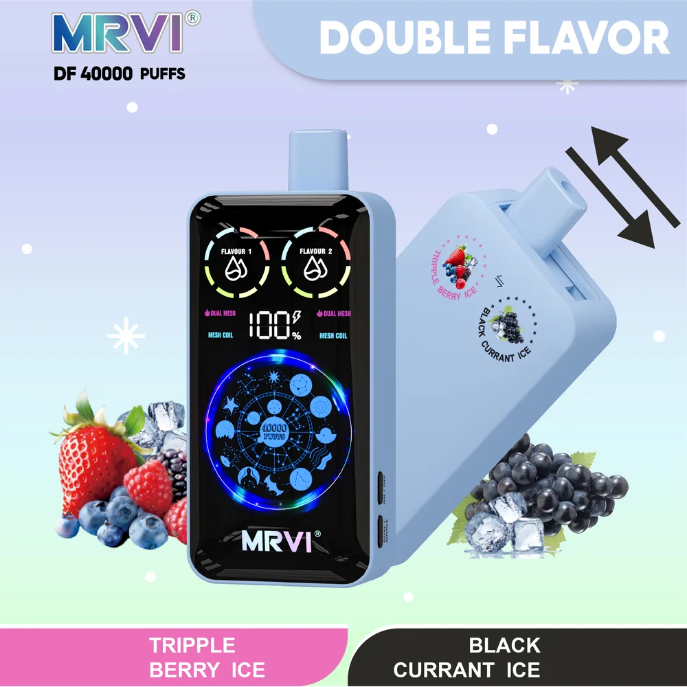 MRVI DF 40000 2in1 Disposable Vape 4 MRVI DF 40000 vape wholesale - MRVI DF 40000 2in1 Disposable Vape flavor: Tripple Berry Ice / Black Currant Ice.